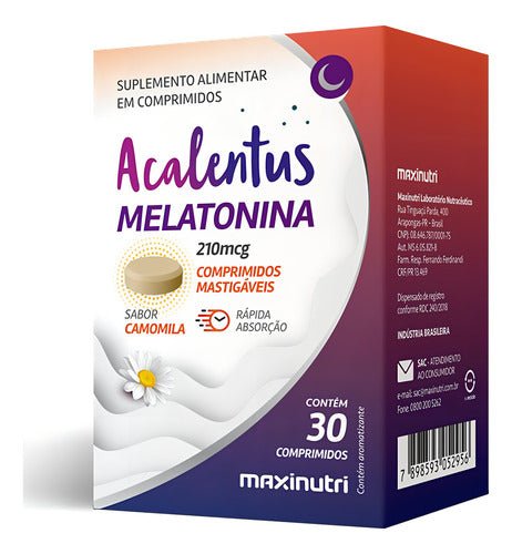 Acalentus Melatonina + Camomila Mastigável 30 Cp Maxinutri - Minha loja