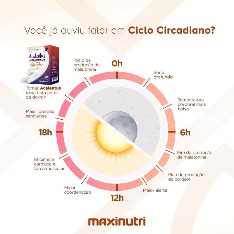 Acalentus Melatonina + Camomila Mastigável 30 Cp Maxinutri - Minha loja
