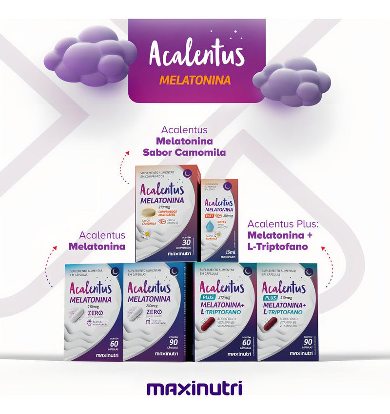 Acalentus Melatonina + Camomila Mastigável 30 Cp Maxinutri - Minha loja