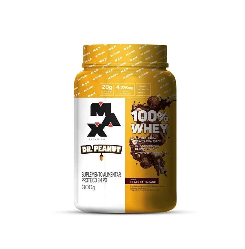 Whey Dr Peanut 100% Concentrado 900g - Max Titanium Sabor Doce De Leite - Minha loja