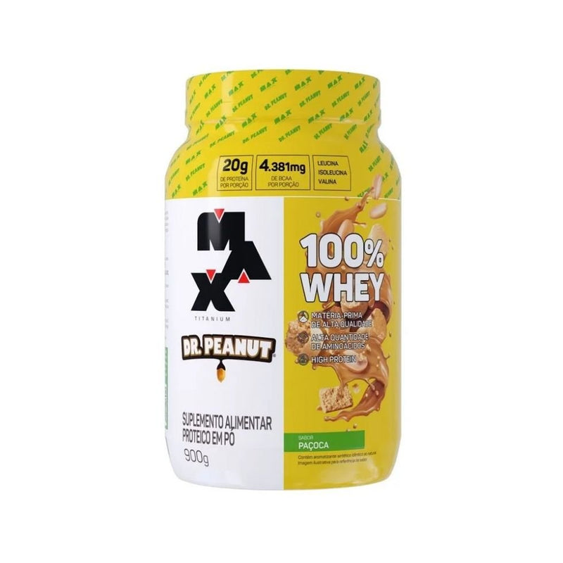 Whey Dr Peanut 100% Concentrado 900g - Max Titanium Sabor Doce De Leite - Minha loja